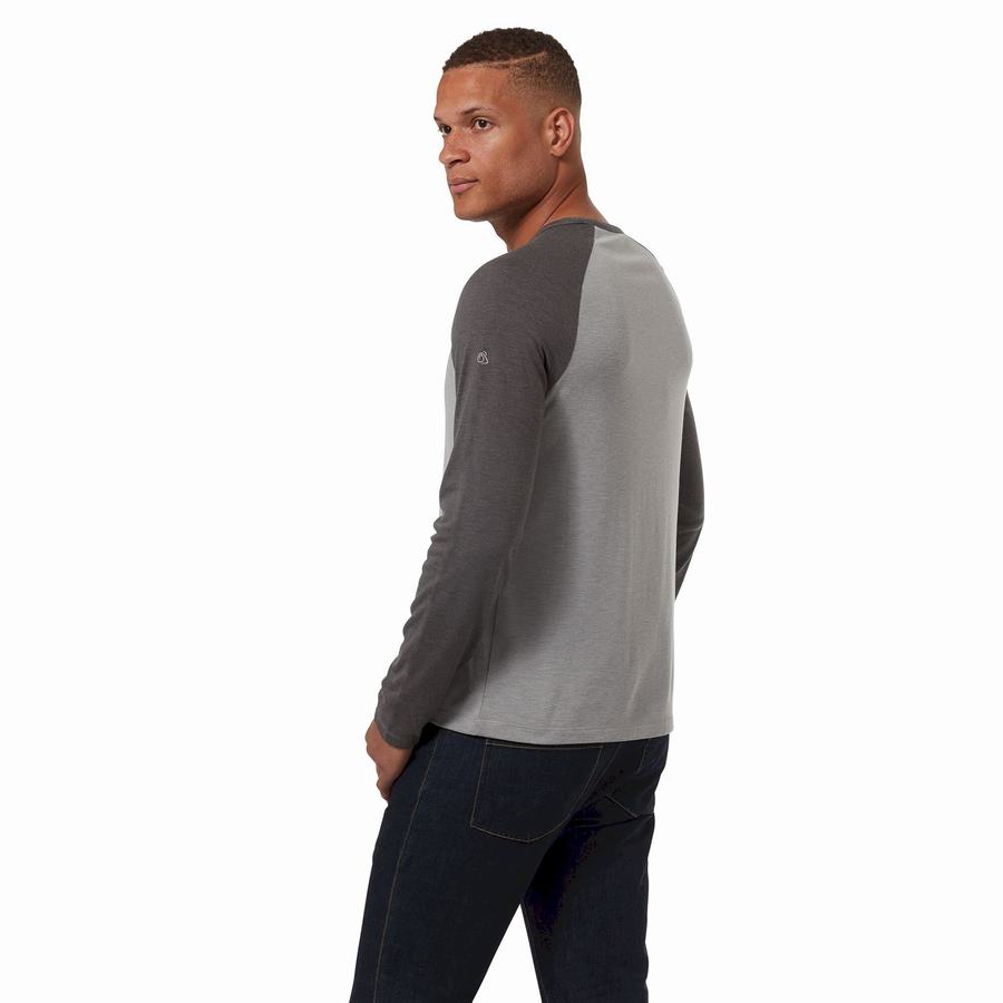 Men's Craghoppers First Layer Long-Sleeved T-Shirts Grey Black | HHO782WL