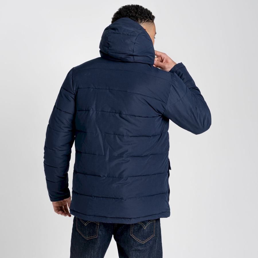 Men's Craghoppers Insulated Trillick Downhike Hooded Jackets Navy Dark Blue | WCK2729XD