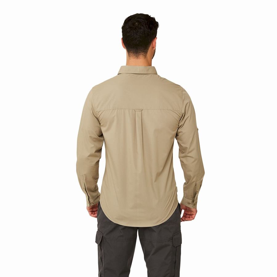 Men's Craghoppers Kiwi Boulder Long Sleeved Shirts Khaki | CIX4580TS