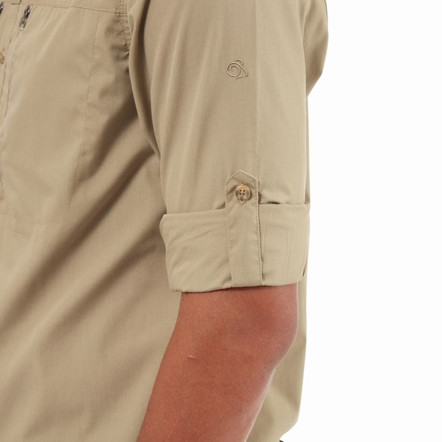 Men's Craghoppers Kiwi Boulder Long Sleeved Shirts Khaki | CIX4580TS