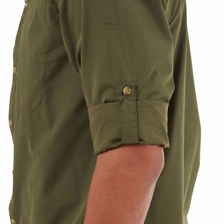 Men's Craghoppers Kiwi Boulder Long Sleeved Shirts Dark Khaki | MMK5870KV