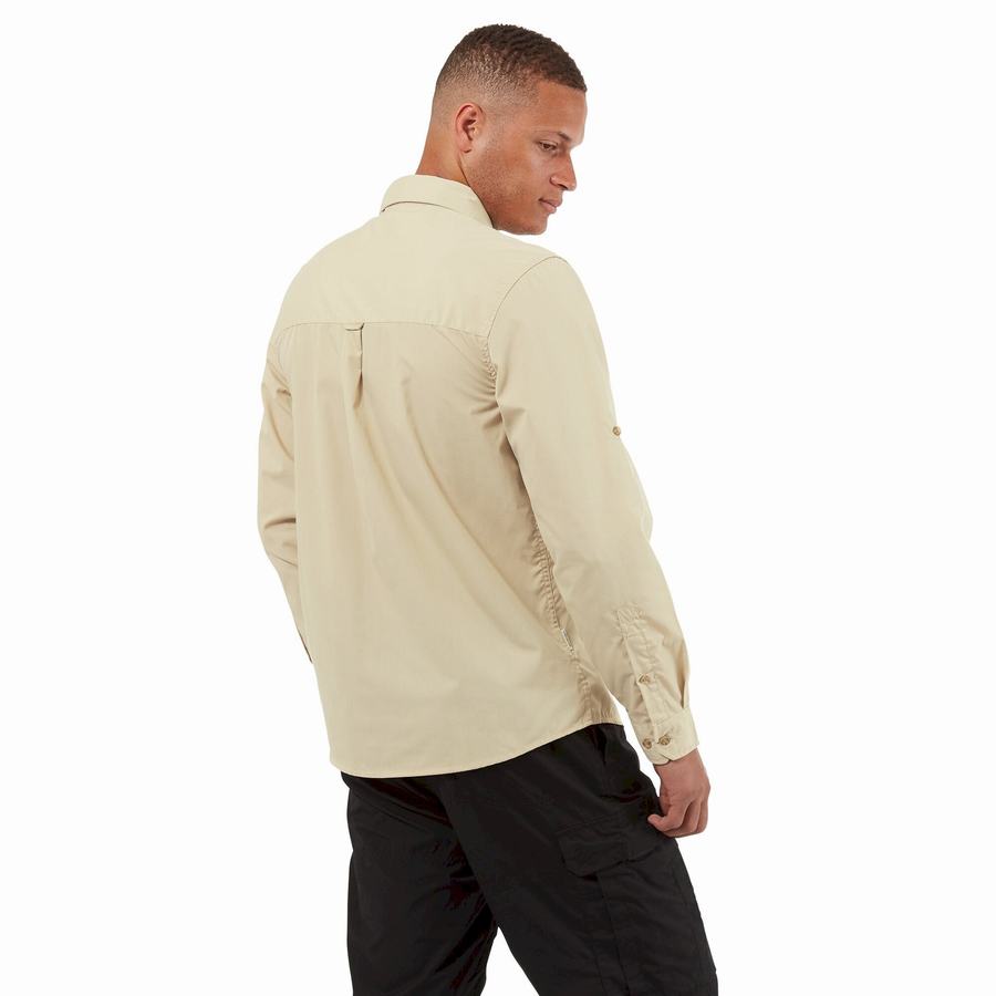 Men's Craghoppers Kiwi Boulder Long Sleeved Shirts Beige | OFT7278MK