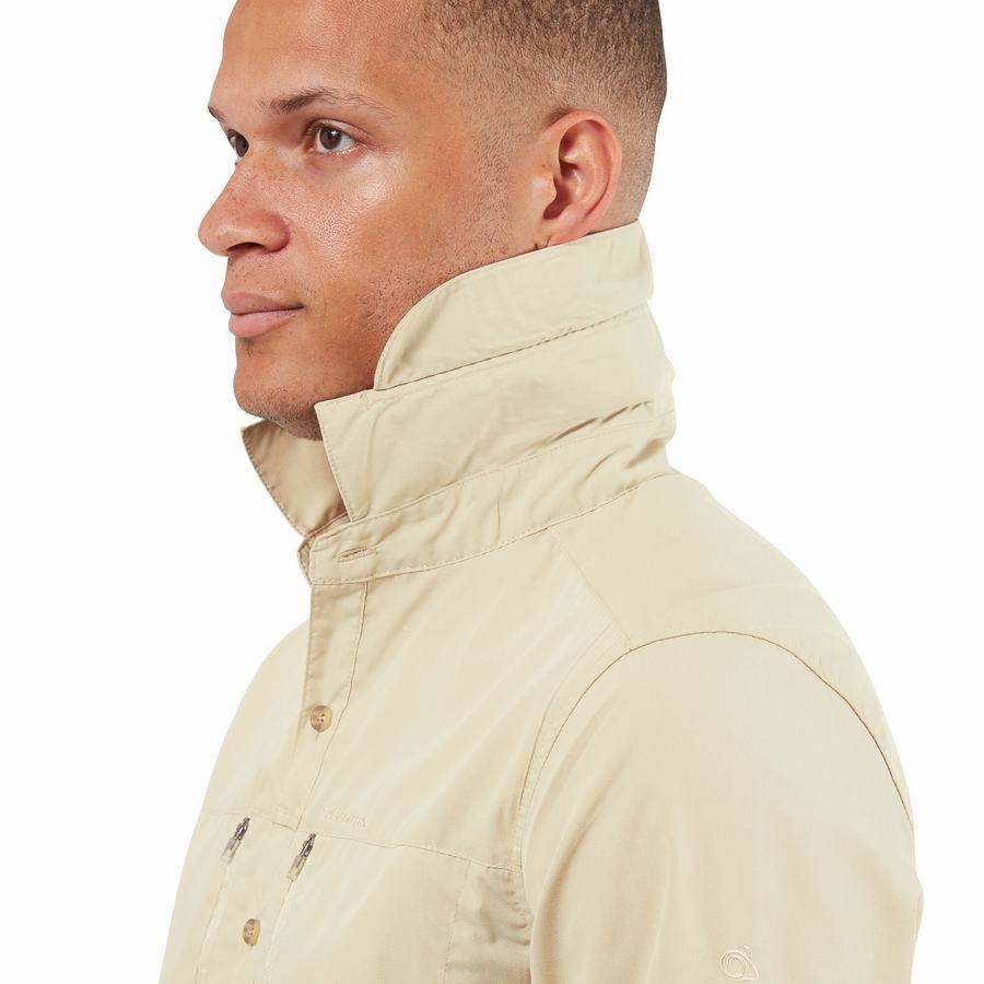 Men's Craghoppers Kiwi Boulder Long Sleeved Shirts Beige | OFT7278MK