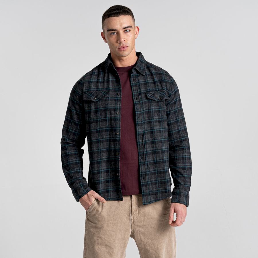 Men's Craghoppers Kiwi IV Long Sleeved Check Shirts Black | YOE5086VB