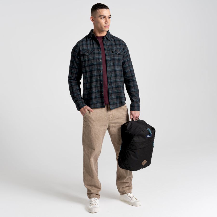 Men's Craghoppers Kiwi IV Long Sleeved Check Shirts Black | YOE5086VB