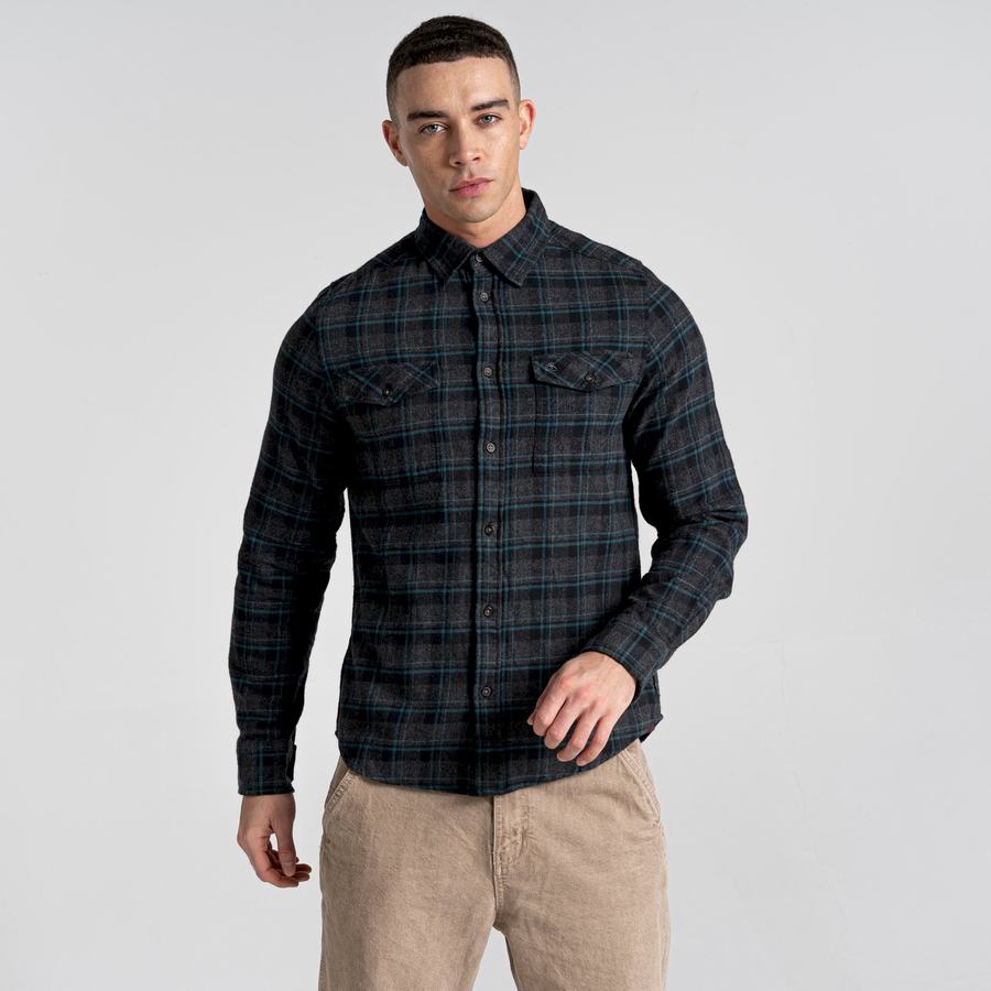 Men's Craghoppers Kiwi IV Long Sleeved Check Shirts Black | YOE5086VB