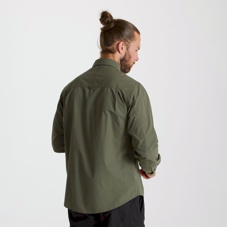 Men's Craghoppers Kiwi Long Sleeved Shirts Deep Green | IKF9447SK