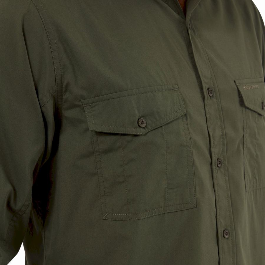 Men's Craghoppers Kiwi Long Sleeved Shirts Deep Green | IKF9447SK