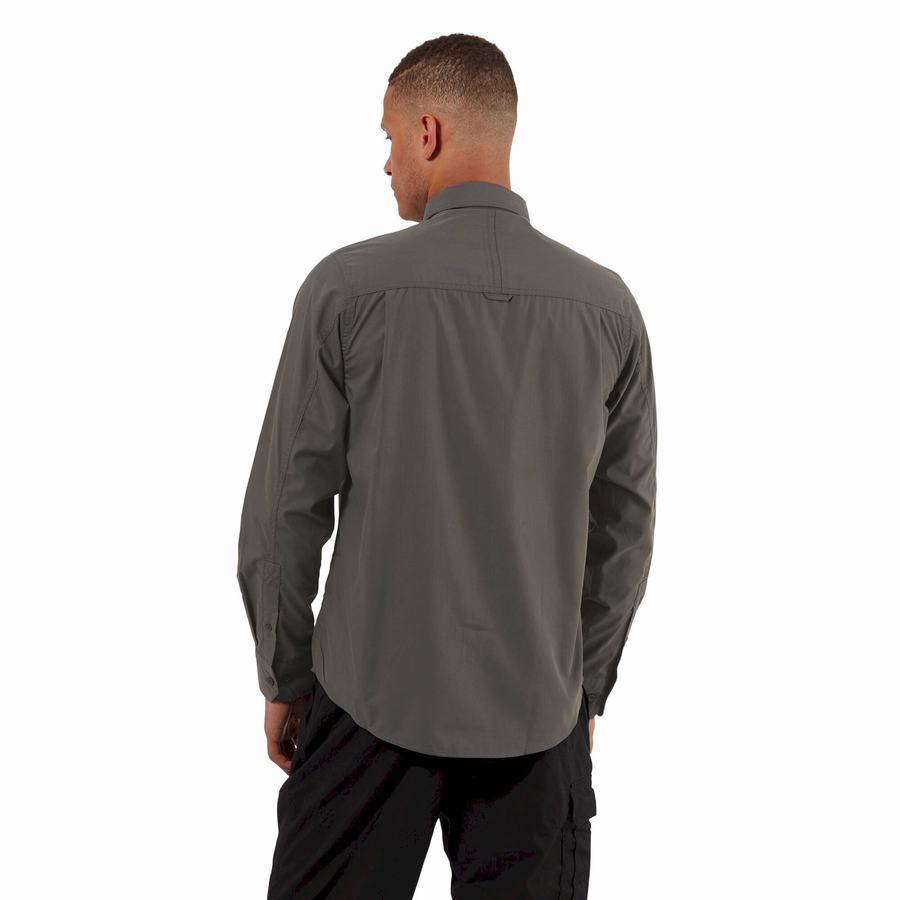 Men's Craghoppers Kiwi Long Sleeved Shirts Dark Grey | KCM7539VH