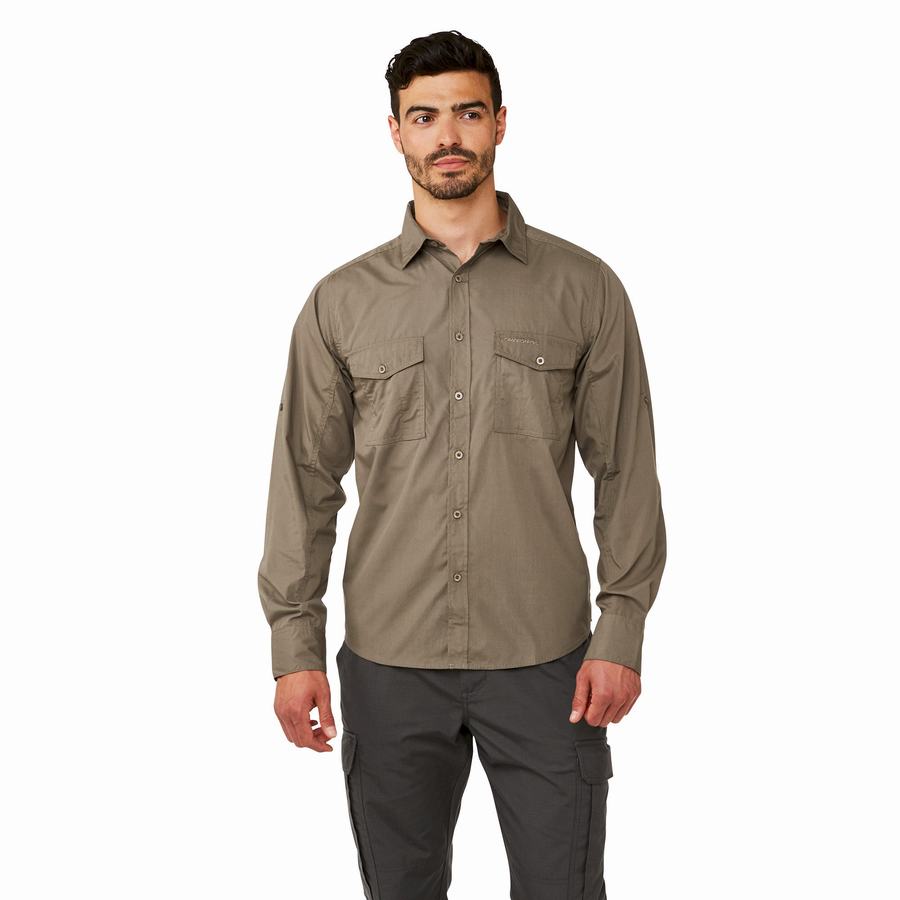 Men's Craghoppers Kiwi Long-Sleeved Shirts Green | XZC5513GM