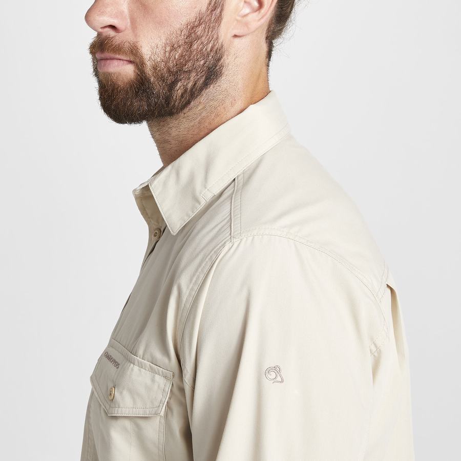 Men's Craghoppers Kiwi Long Sleeved Shirts Beige | YWZ8242HE