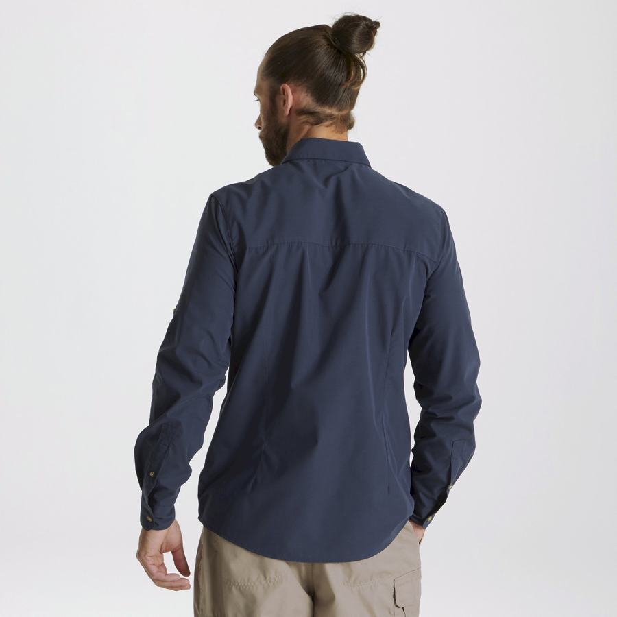 Men's Craghoppers Kiwi Ridge Long Sleeved Shirts Grey Blue | EQY7998EJ