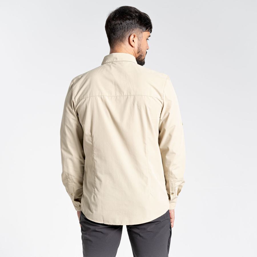 Men's Craghoppers Kiwi Ridge Long Sleeved Shirts Beige | KVO486IP