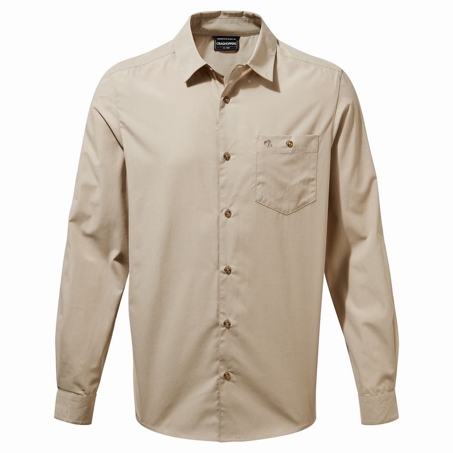 Men\'s Craghoppers Kiwi Ridge Long Sleeved Shirts Beige | KVO486IP