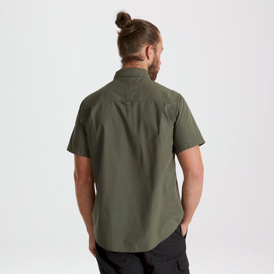 Men's Craghoppers Kiwi Short Sleeved Shirts Deep Green | ALW4587JV