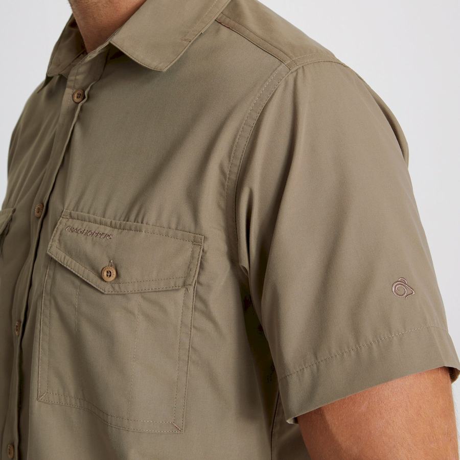 Men's Craghoppers Kiwi Short Sleeved Shirts Deep Green | CKH5361XR