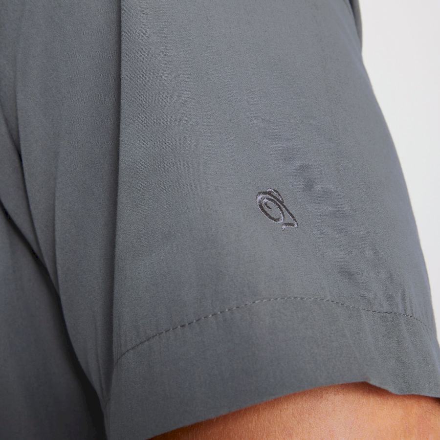 Men's Craghoppers Kiwi Short Sleeved Shirts Dark Grey | CPF8454MR