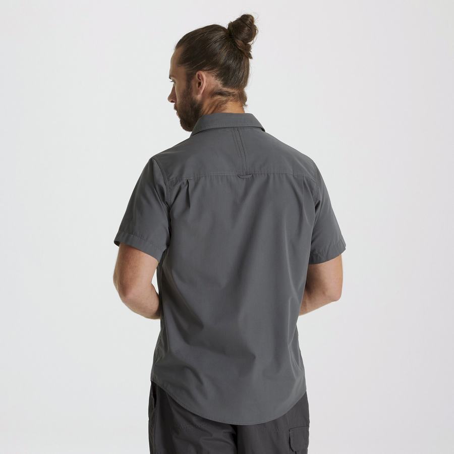 Men's Craghoppers Kiwi Short Sleeved Shirts Dark Grey | CPF8454MR