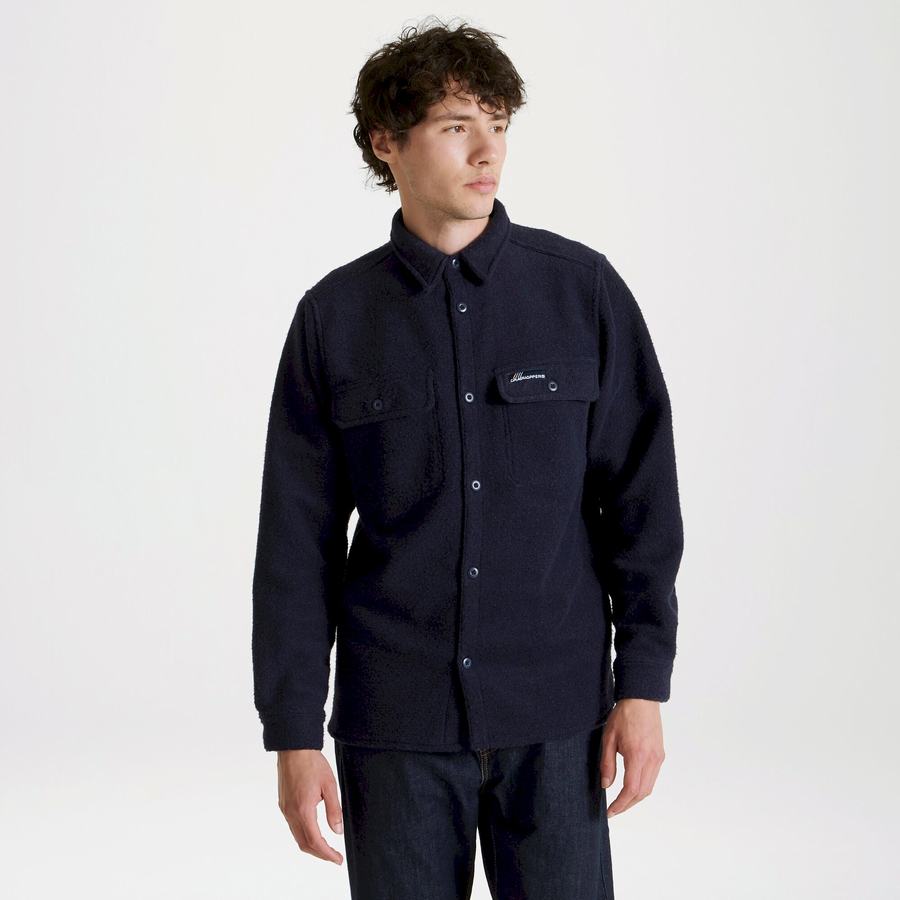 Men's Craghoppers Leroy Long Sleeved Shirts Blue Navy | PQB2515TH