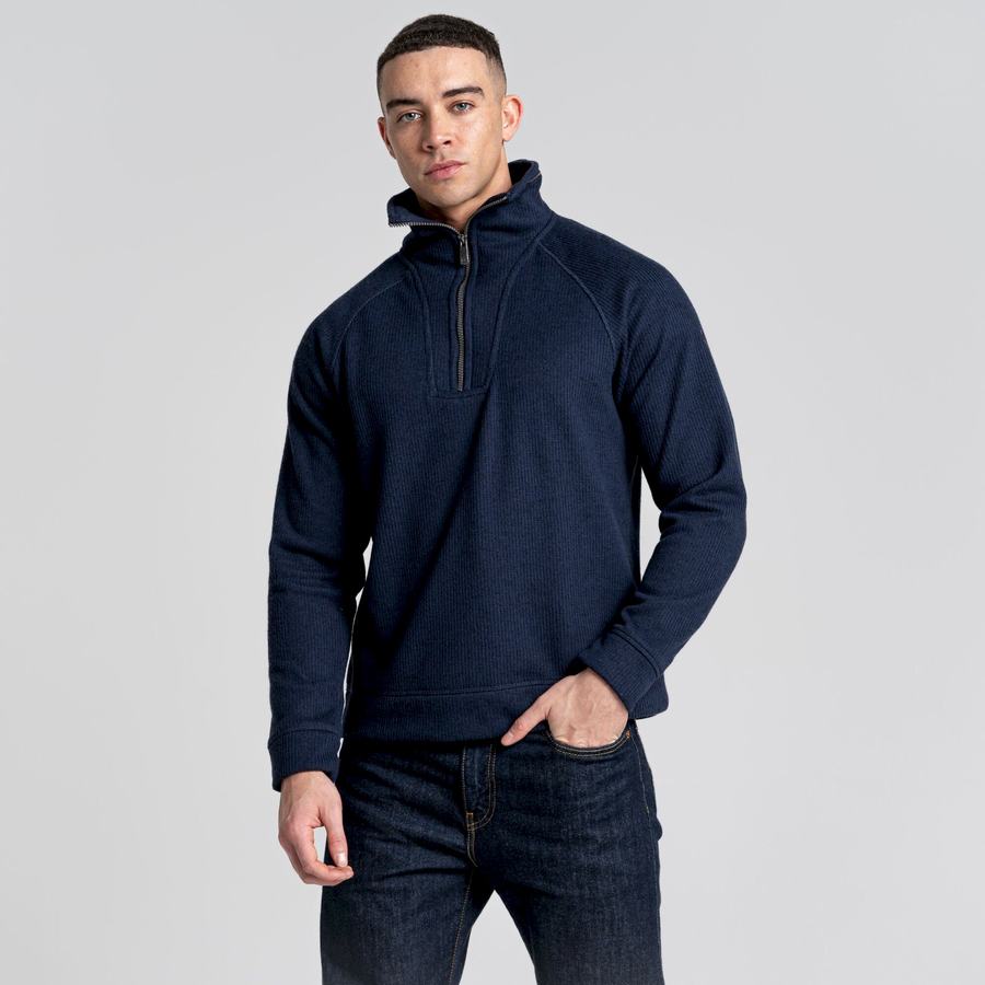 Men's Craghoppers Logan Half Zip Sweaters Blue Navy | FRT4399WS