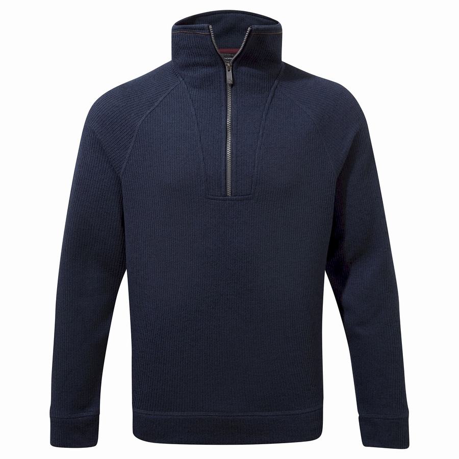 Men\'s Craghoppers Logan Half Zip Sweaters Blue Navy | FRT4399WS