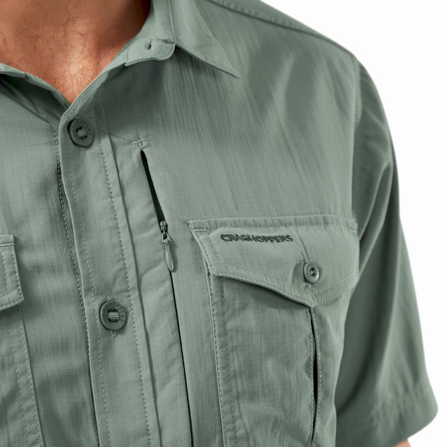 Men's Craghoppers NosiLife Adventure II Short Sleeved Shirts Olive | TXX6524IQ