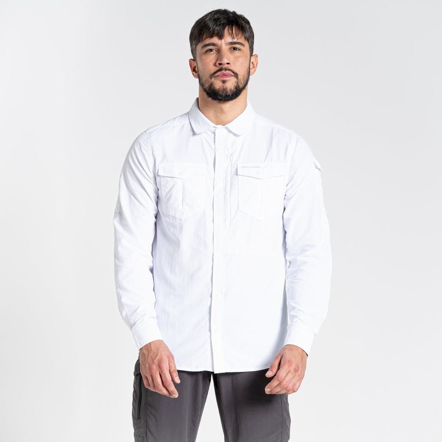 Men's Craghoppers NosiLife Adventure II Long Sleeved Shirts White | WLP642BV