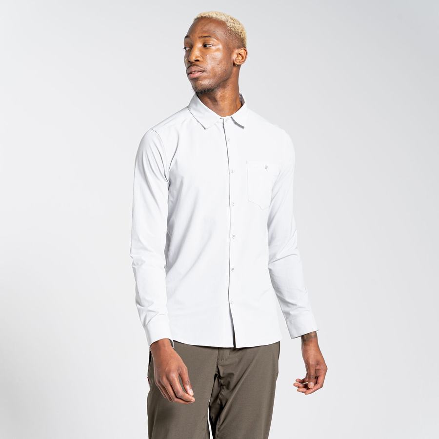 Men's Craghoppers NosiLife Hedley Long Sleeved Shirts Silver | XRD2080SN