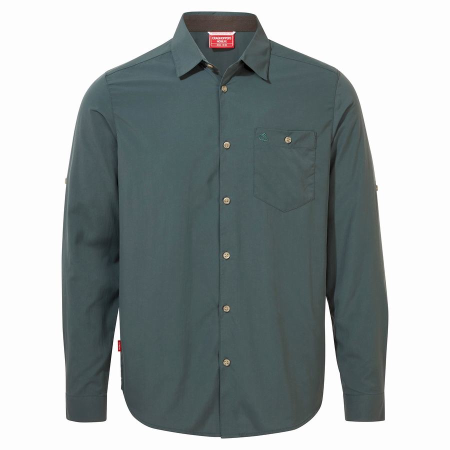 Men's Craghoppers NosiLife Nuoro Long Sleeved Shirts Green | JEH15IV