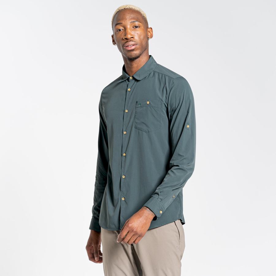 Men's Craghoppers NosiLife Nuoro Long Sleeved Shirts Green | JEH15IV