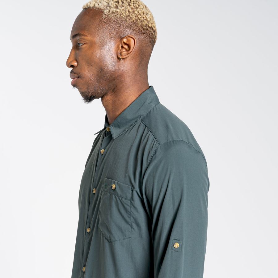 Men's Craghoppers NosiLife Nuoro Long Sleeved Shirts Green | JEH15IV