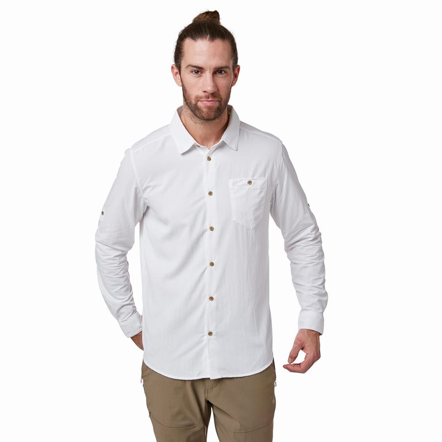 Men's Craghoppers NosiLife Nuoro Long Sleeved Shirts White | LDP4580MY