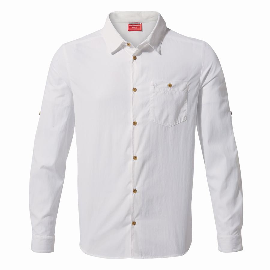 Men's Craghoppers NosiLife Nuoro Long Sleeved Shirts White | LDP4580MY