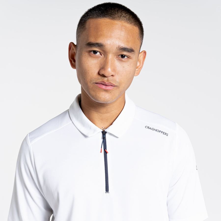 Men's Craghoppers NosiLife Pro Active Short Sleeved Polo T-Shirts White | TNE9884QU