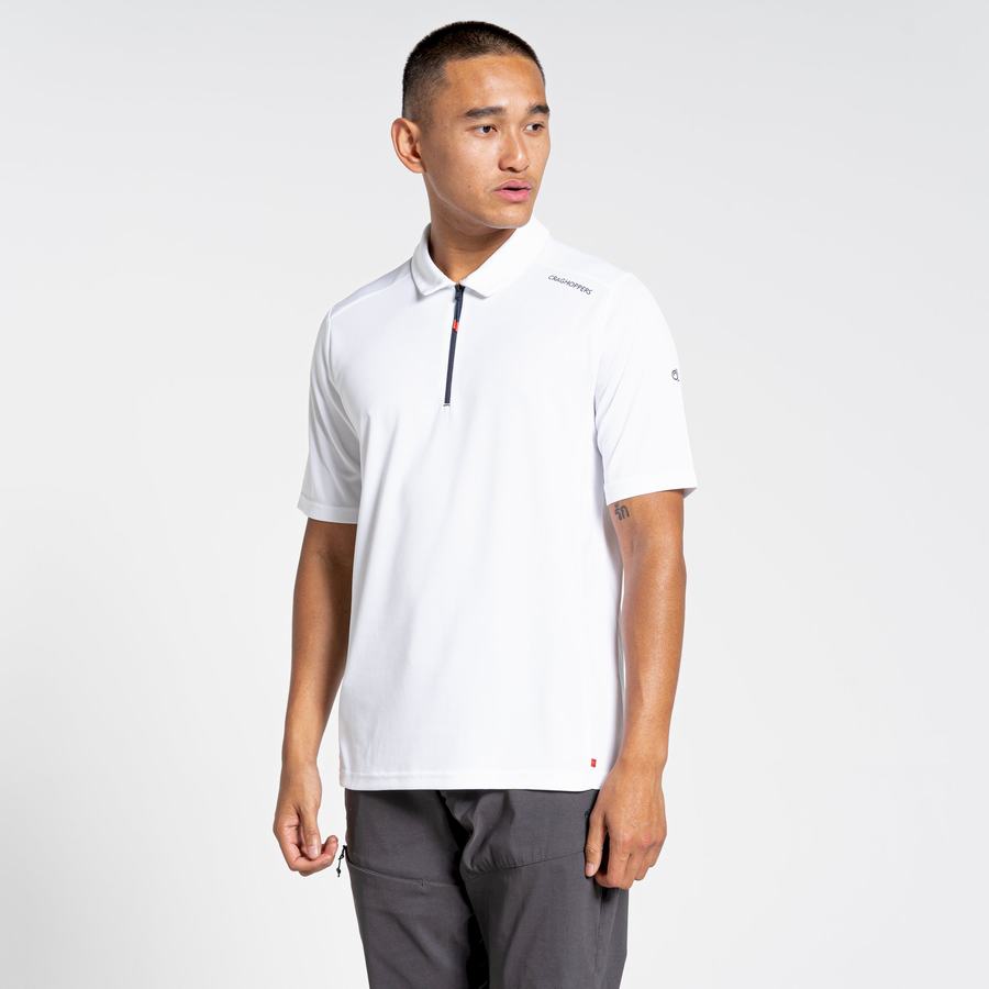 Men's Craghoppers NosiLife Pro Active Short Sleeved Polo T-Shirts White | TNE9884QU