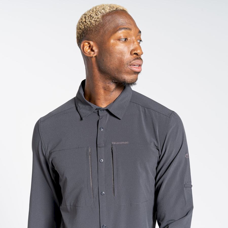 Men's Craghoppers NosiLife Pro IV Long Sleeved Shirts Black | RAQ4814VN