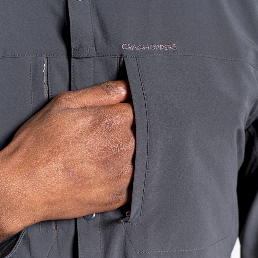 Men's Craghoppers NosiLife Pro IV Long Sleeved Shirts Black | RAQ4814VN