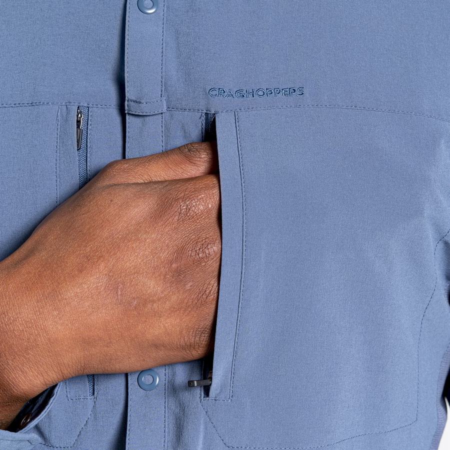 Men's Craghoppers NosiLife Pro IV Long Sleeved Shirts Blue | SLG1935FW