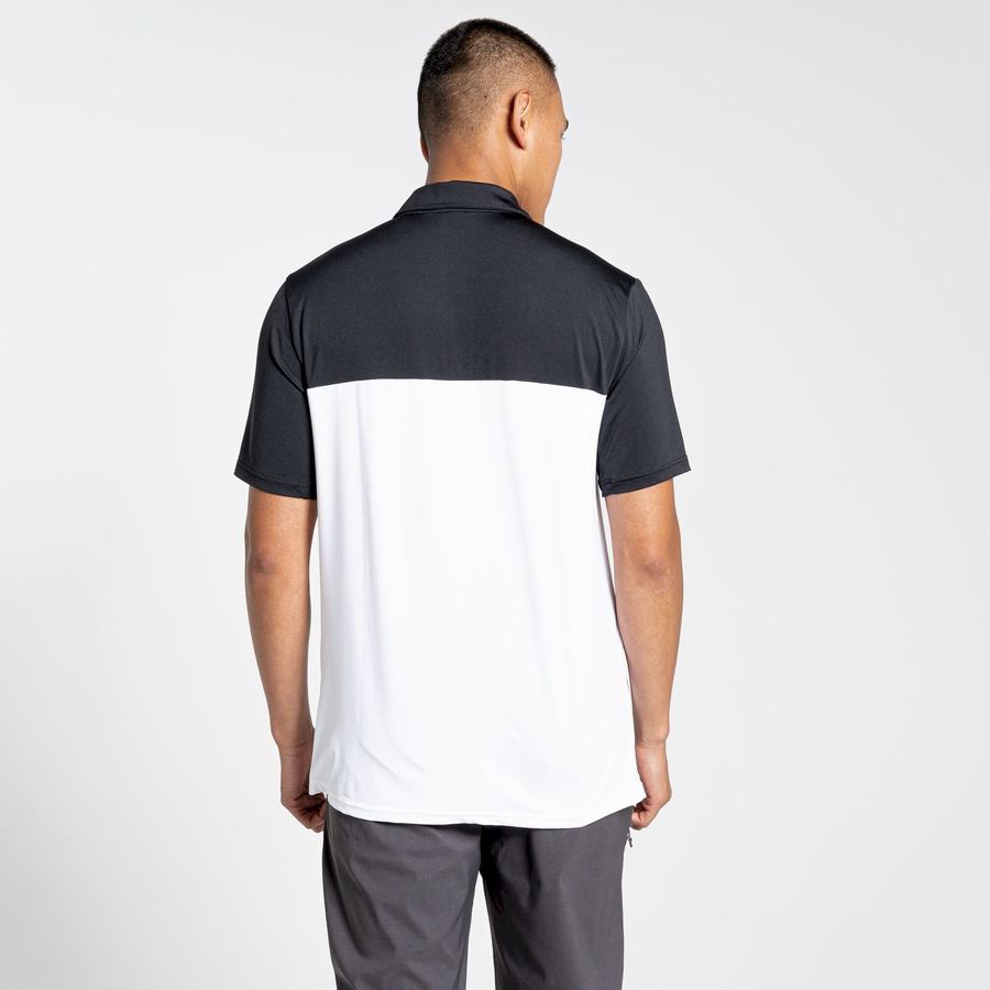 Men's Craghoppers NosiLife Pro Short Sleeved Polo T-Shirts Black White | BUO7081CY