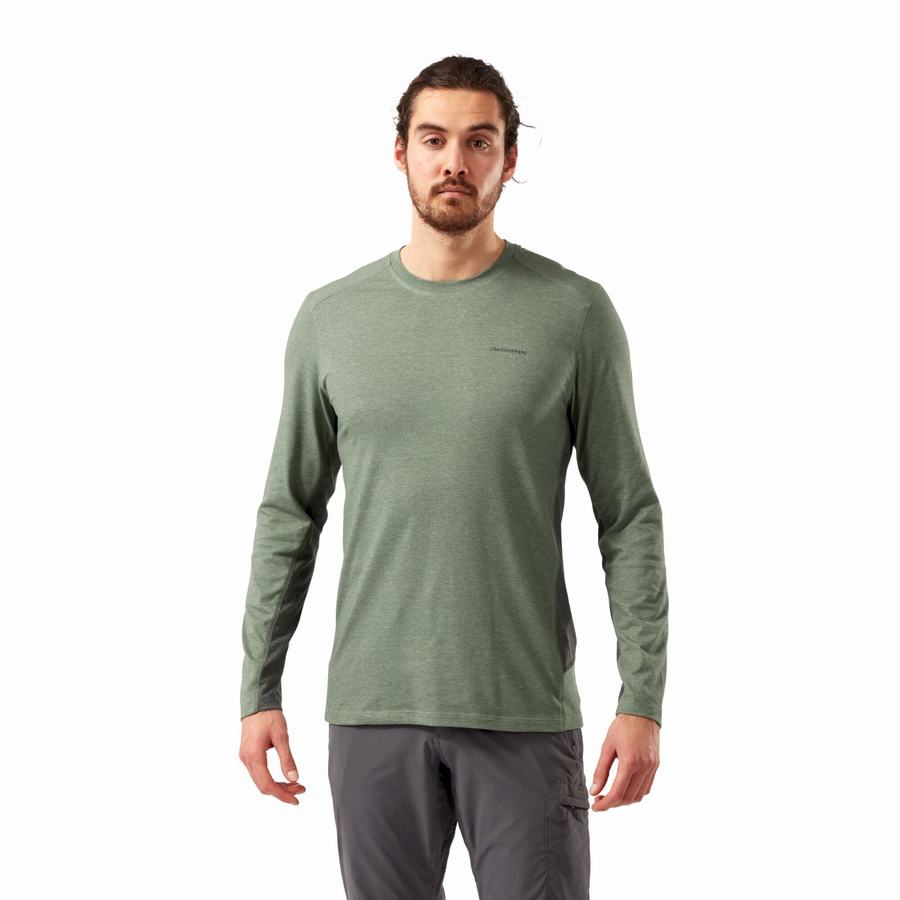 Men's Craghoppers NosiLife Talen Long Sleeved T-Shirts Olive | BMK576TU