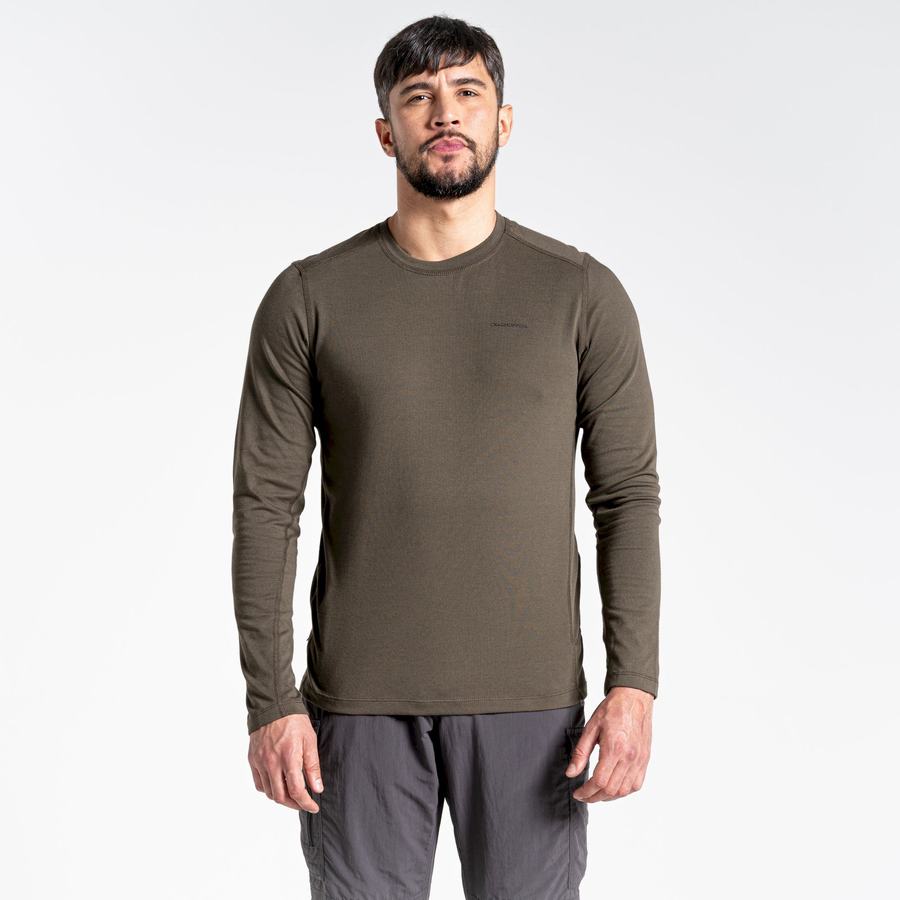 Men's Craghoppers NosiLife Talen Long Sleeved T-Shirts Green | OFU1156FE