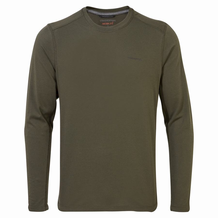 Men's Craghoppers NosiLife Talen Long Sleeved T-Shirts Green | OFU1156FE