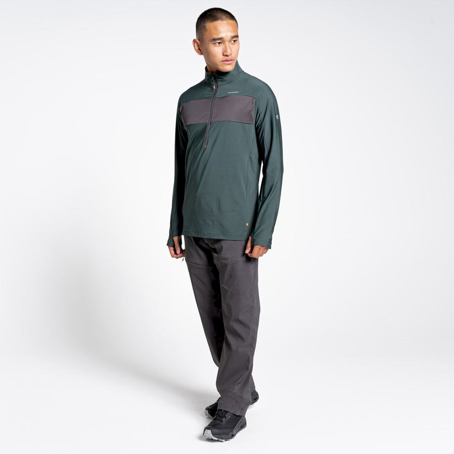 Men's Craghoppers NosiLife Valens Half Zip Top T-Shirts Green | ZGX6423TC