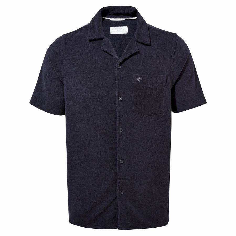 Men's Craghoppers Nosibotanical Cholla Short Sleeved Shirts Blue Navy | OGT5584BD