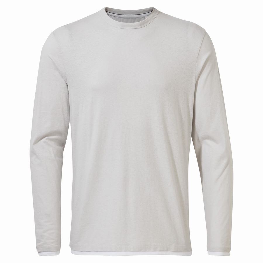 Men's Craghoppers Nosibotanical Coulter Long Sleeved T-Shirts Silver | YJP617BI