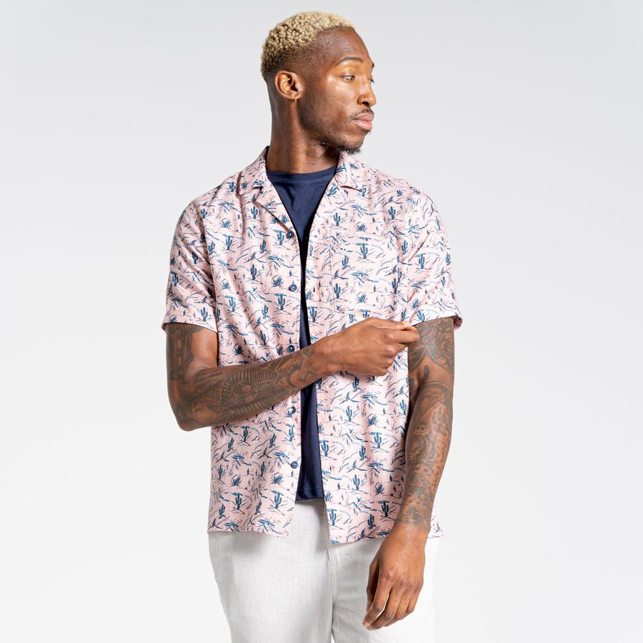 Men's Craghoppers Nosibotanical Hula Short Sleeved Shirts Pink | HIN7097QT