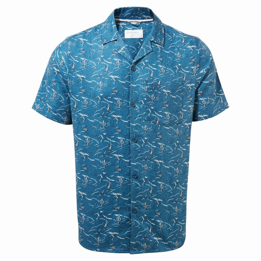 Men's Craghoppers Nosibotanical Hula Short Sleeved Shirts Navy Blue | UYQ5515HQ