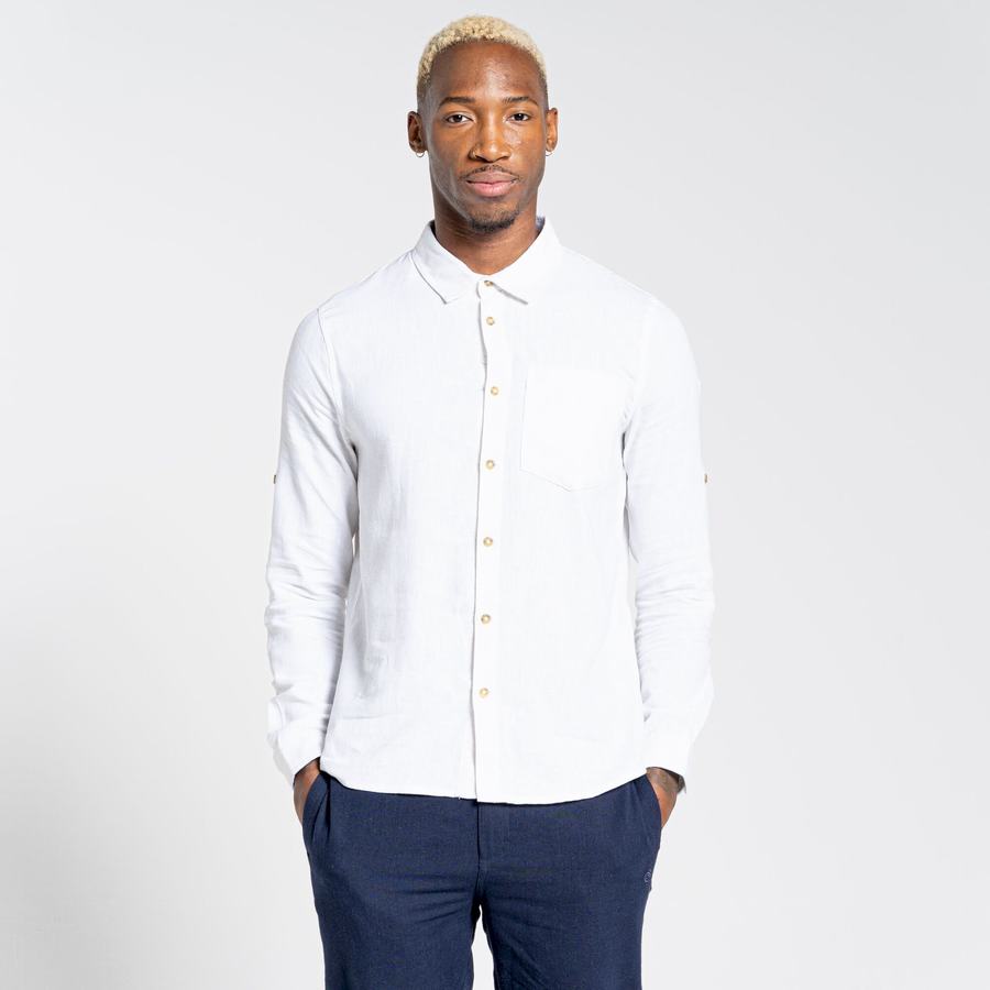 Men's Craghoppers Nosibotanical Lagarto Long Sleeved Shirts White | JRL8390DA