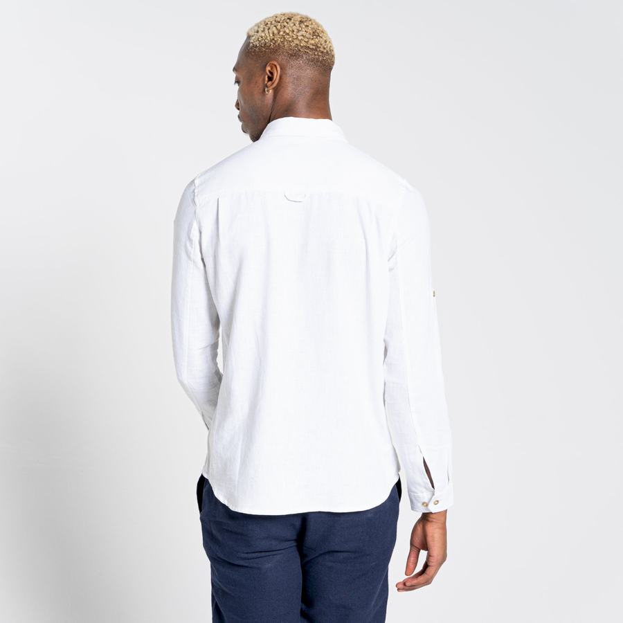 Men's Craghoppers Nosibotanical Lagarto Long Sleeved Shirts White | JRL8390DA