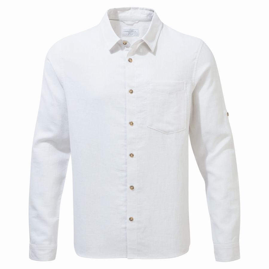 Men's Craghoppers Nosibotanical Lagarto Long Sleeved Shirts White | JRL8390DA